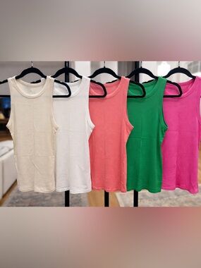 Bundle of 5 New Day Tanks (Pink, Hot Pink, Green, Cream & White) Size Large